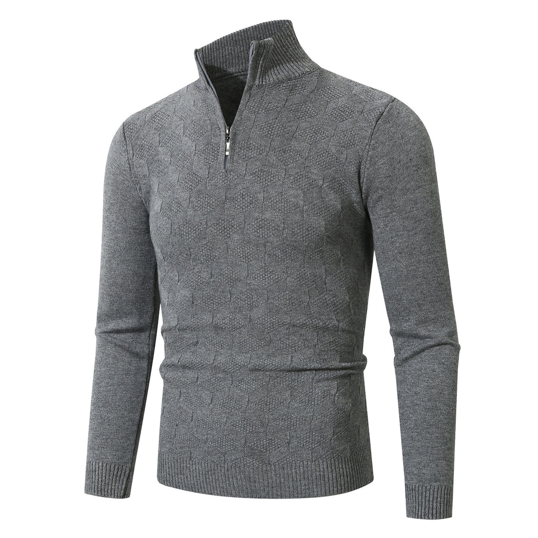 Men's casual sweater with half zipper and textured pattern Lisslune