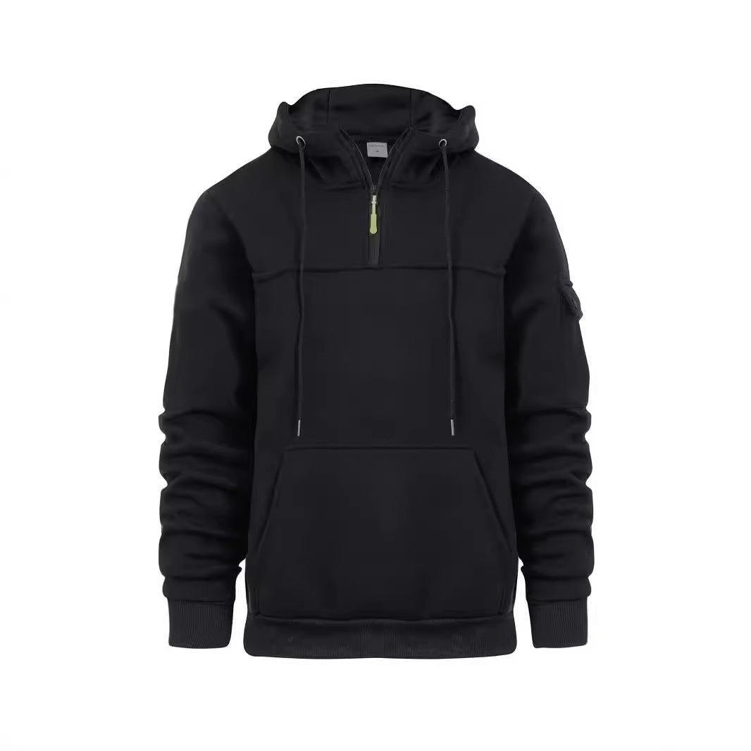 Men's Hoodie with Structured Cut and Functional Zip Pockets Lisslune