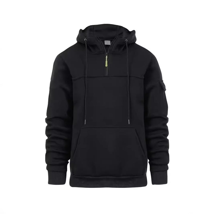 Men's Hoodie with Structured Cut and Functional Zip Pockets Lisslune