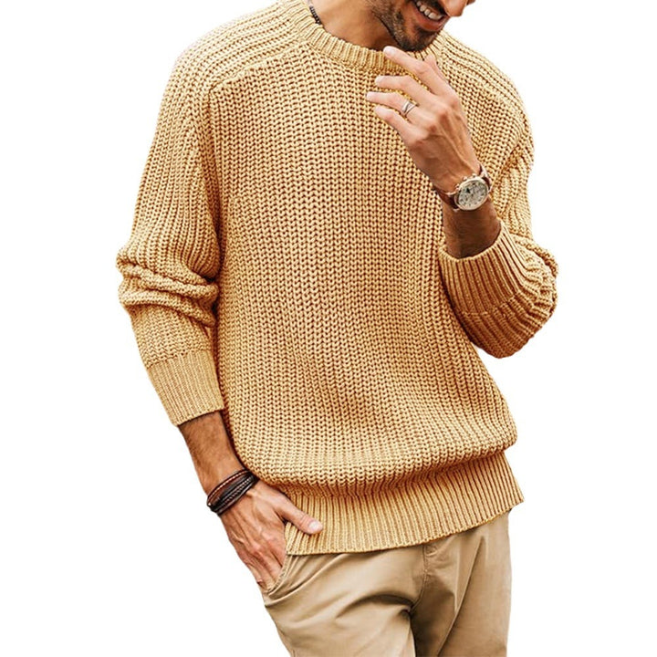 Men's chunky knit pullover with crew neckline and casual cut Lisslune