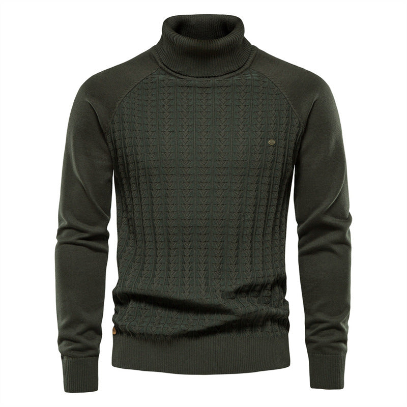 Men's knitted pullover with fashionable stand-up collar and textured design Lisslune