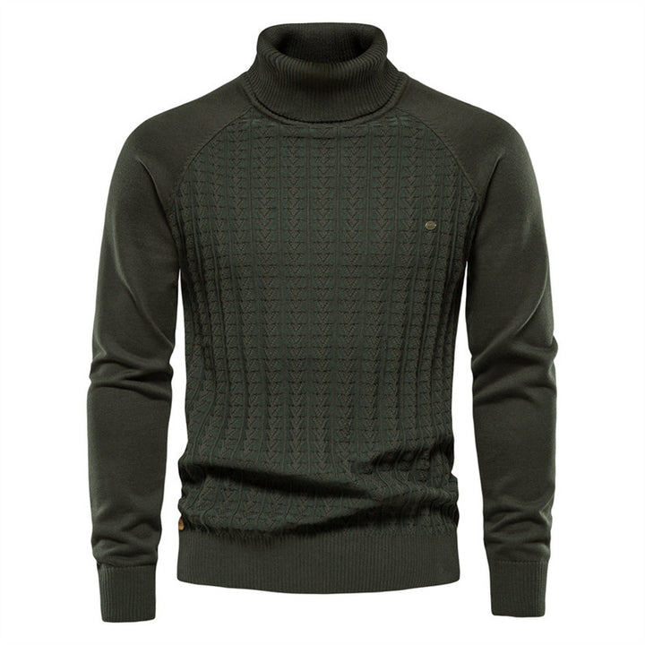 Men's knitted pullover with fashionable stand-up collar and textured design Lisslune