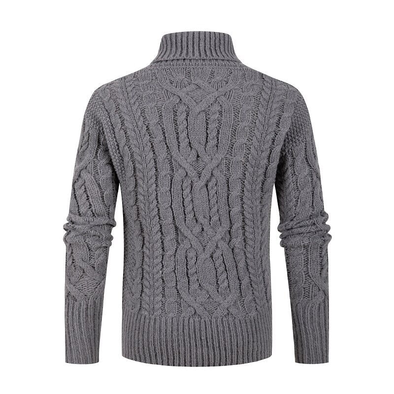 Men's chunky knit sweater with shawl collar and refined cable pattern Lisslune