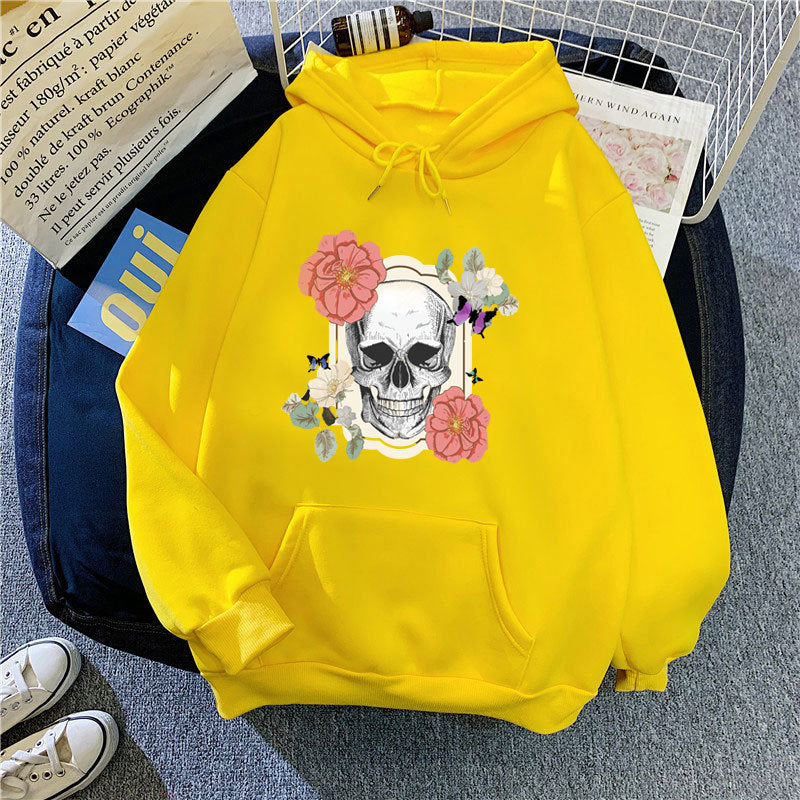 Women's hoodie with creative skull and flower design Lisslune