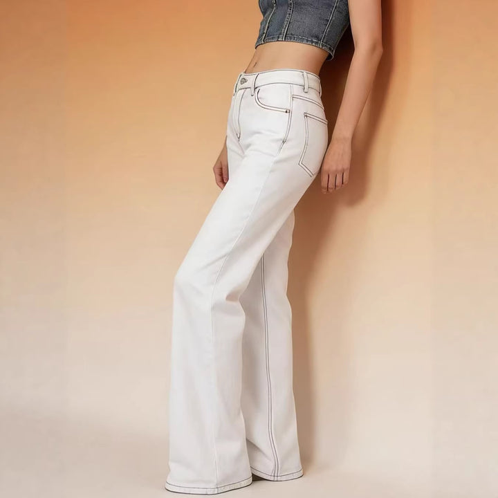 Women Flared Jeans with High Waist and Elegant Seam Details Lisslune