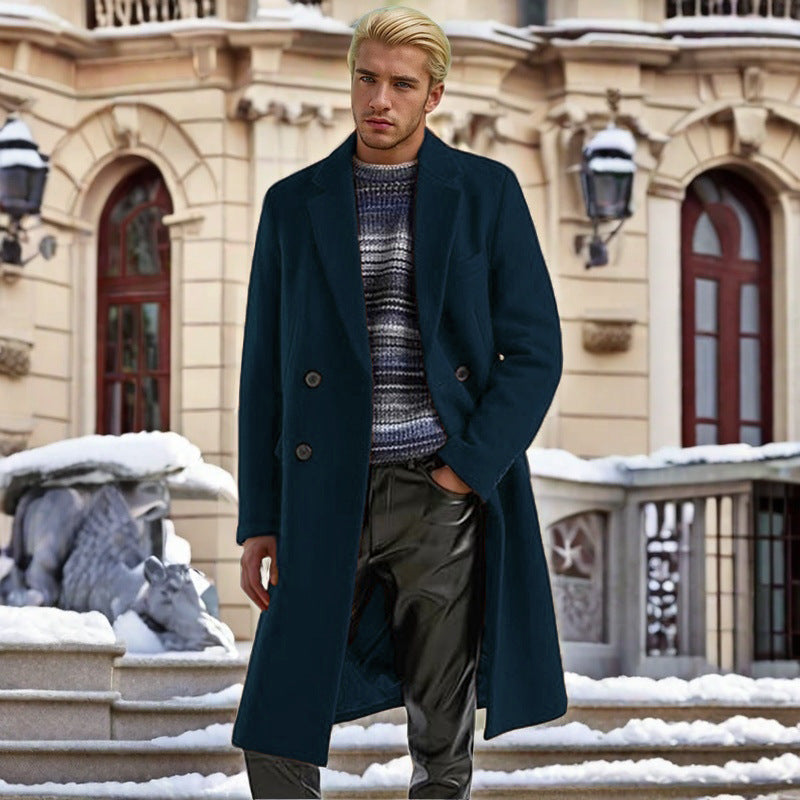 Men's elegant double-breasted wool coat Lisslune
