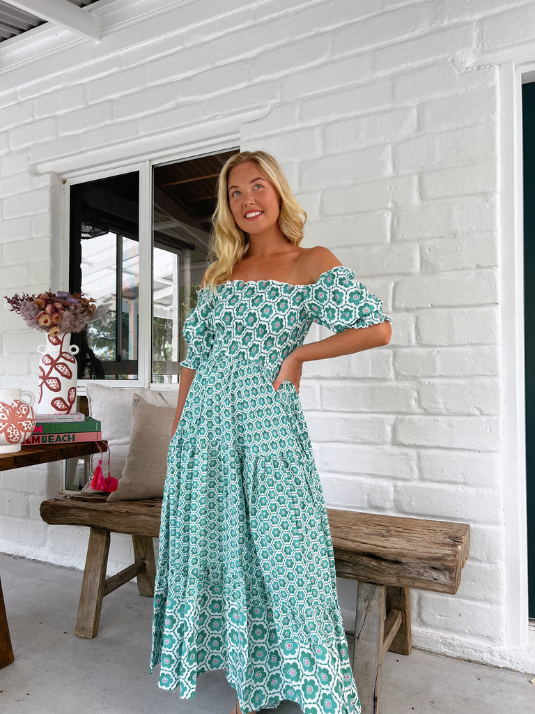 Women's maxi dress with charming ruffle details