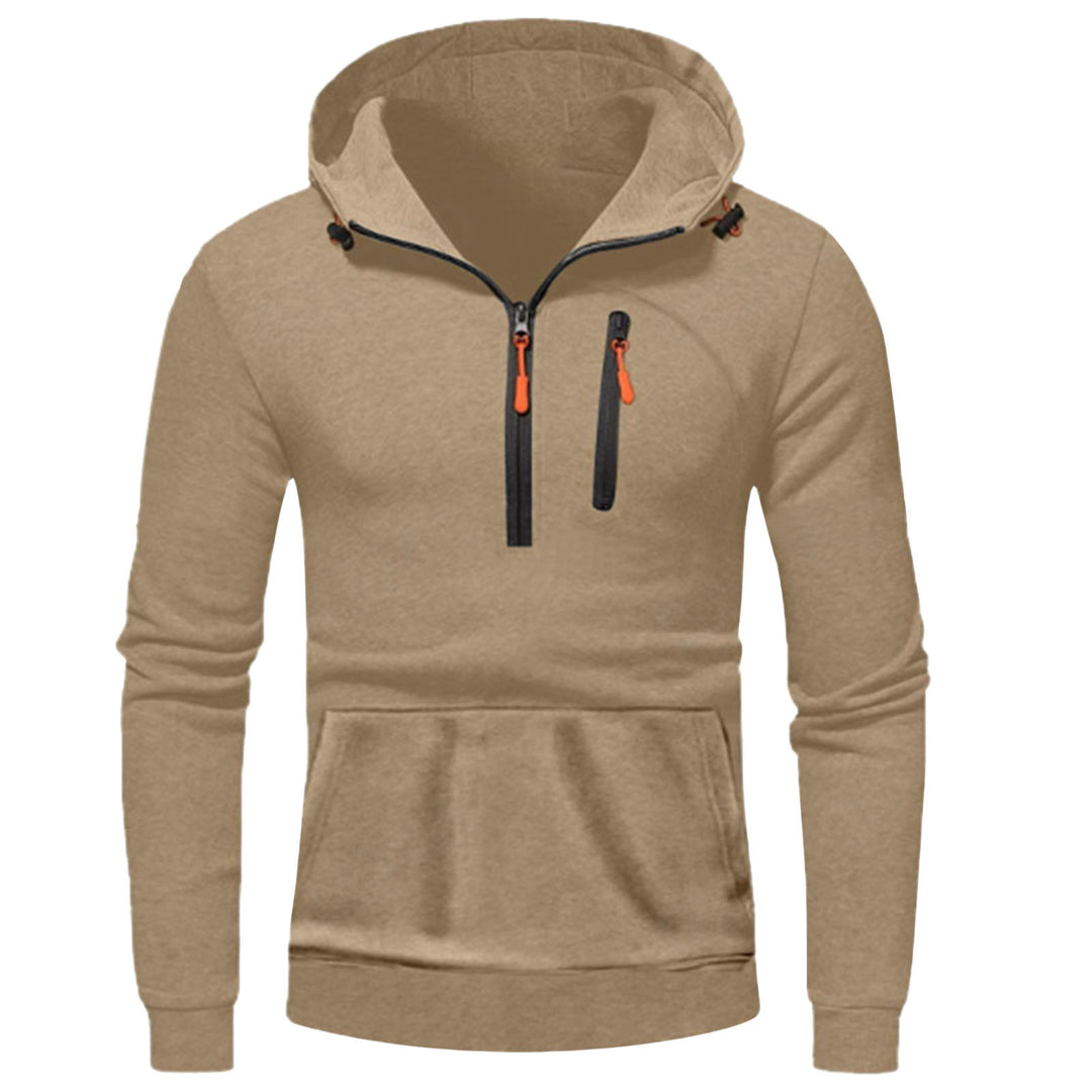 Men's modern hoodie with innovative half zipper Lisslune