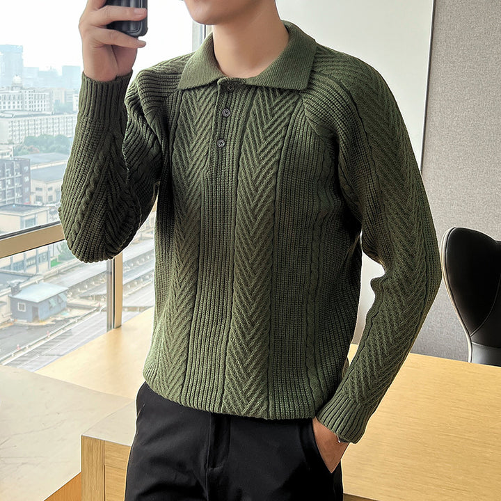 Men's Fashionable Knit Pullover with Removable Collar Lisslune