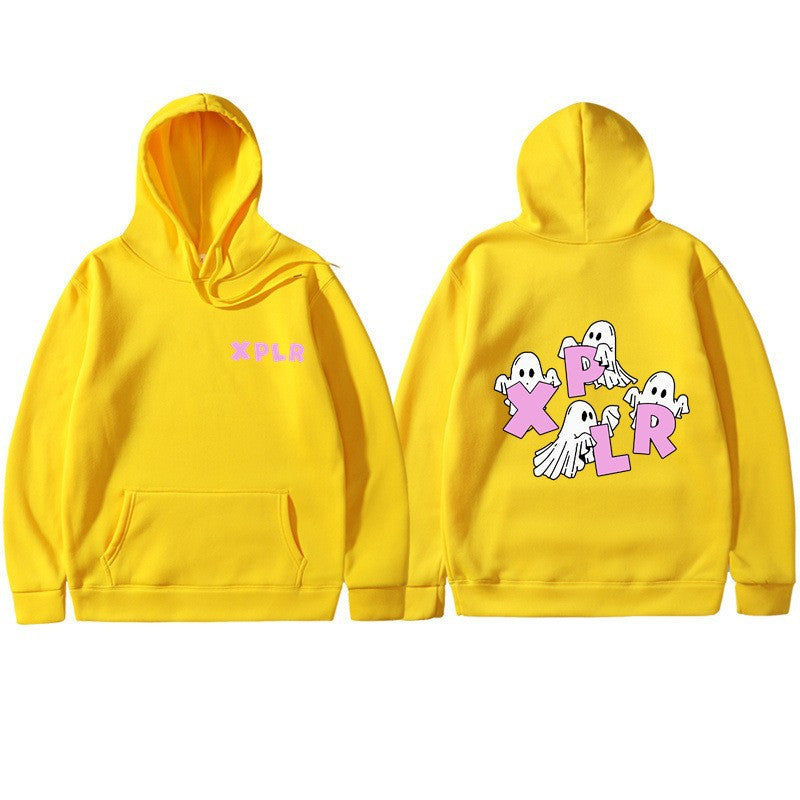 Women's hooded sweatshirt with creative ghost motif and kangaroo pocket Lisslune