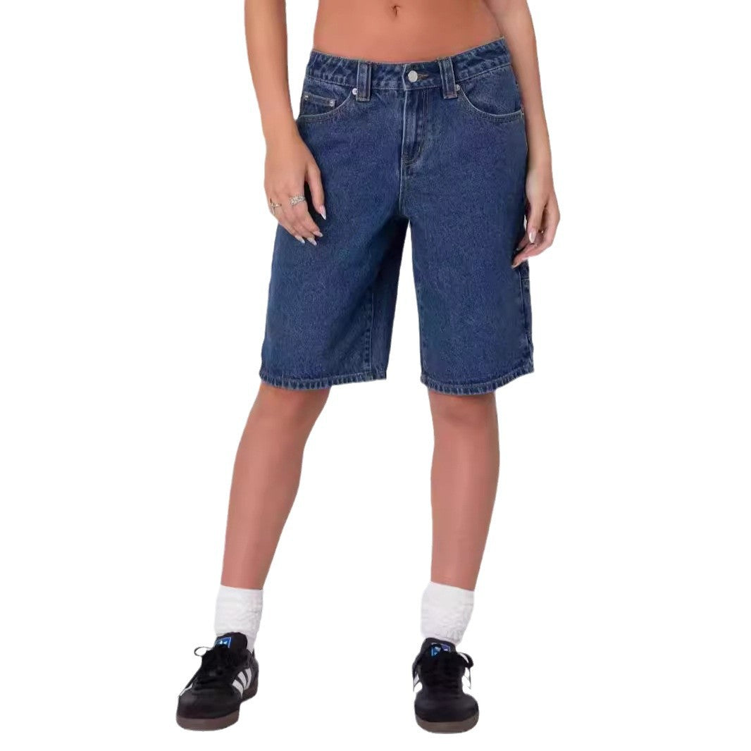 Women's fashionable denim shorts in a casual cut with a high waist Lisslune