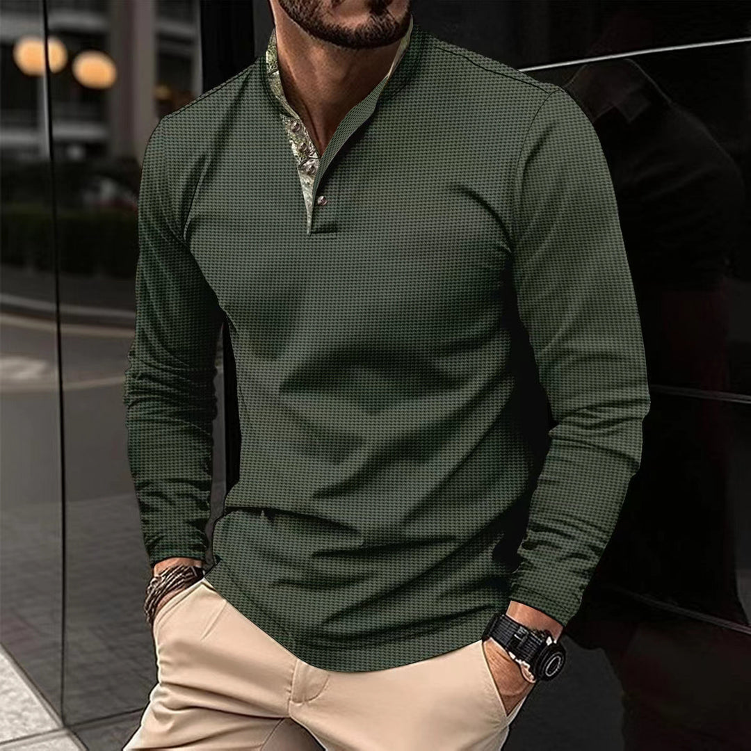 Men's Long Sleeve Shirt with Exclusive Collar Design Lisslune