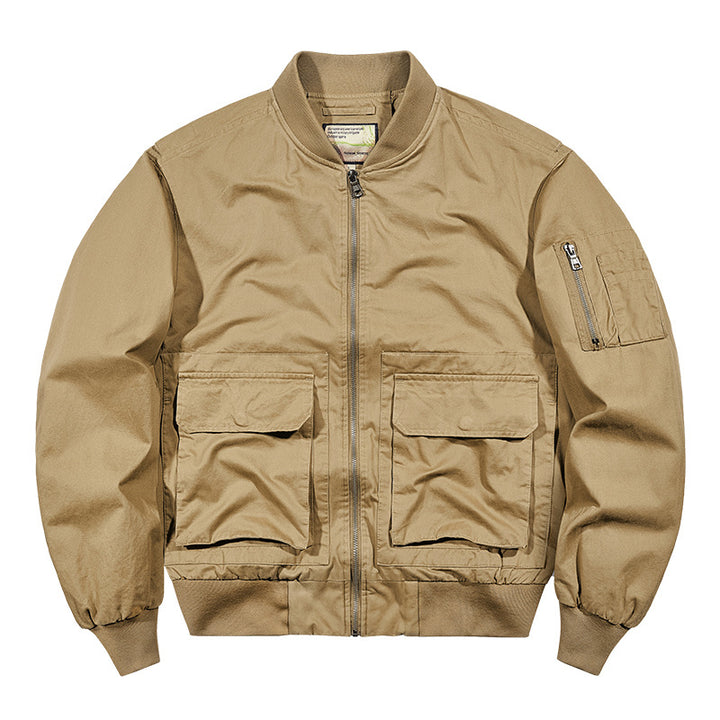 Men's Bomber Jacket with Practical Pockets and Quilted Lining Lisslune
