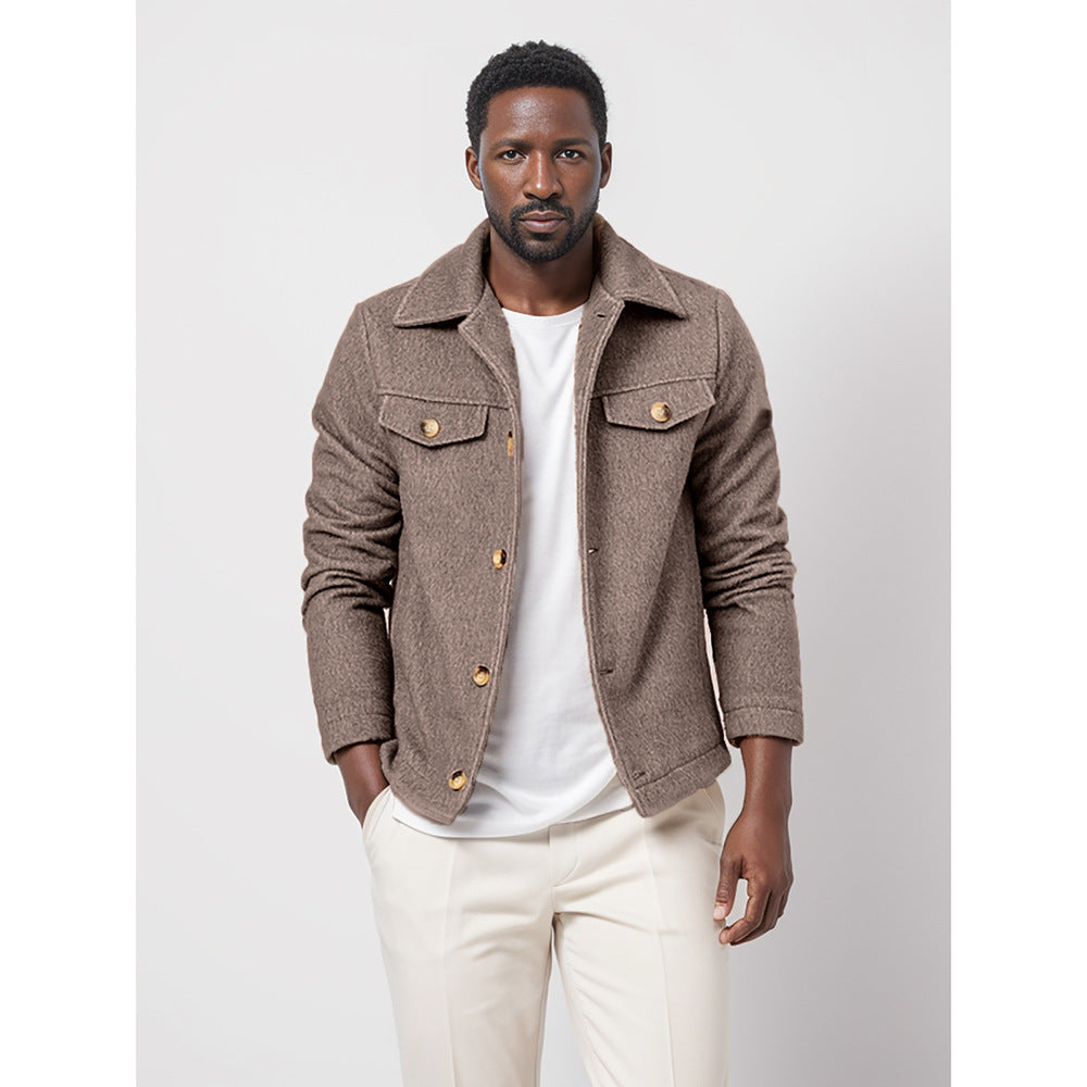 Men's fashionable denim jacket with button placket and pockets Lisslune