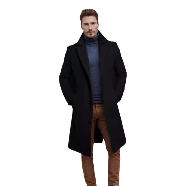 Men's elegant long coat with textured outer material and practical pockets Lisslune