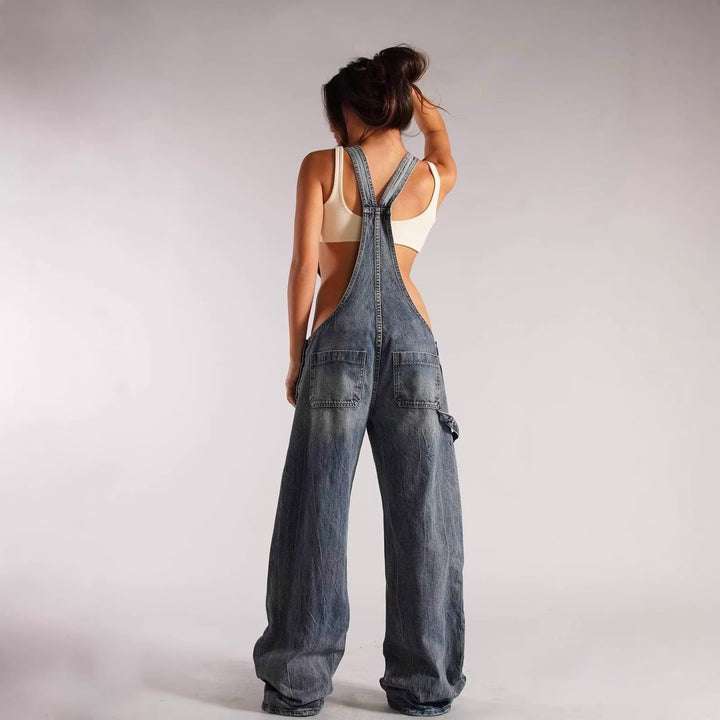 Women's casual denim overalls with oversized cut and practical pockets Lisslune