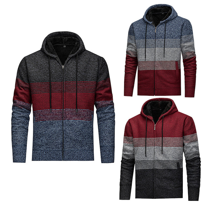 Men's Stylish Cardigan with Hood and Gradient Lisslune