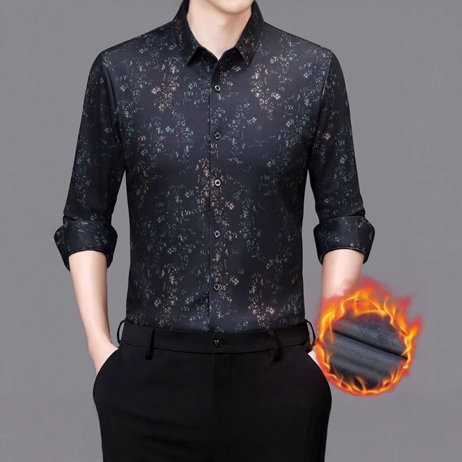 Men's shirt with floral print and high-quality satin surface Lisslune