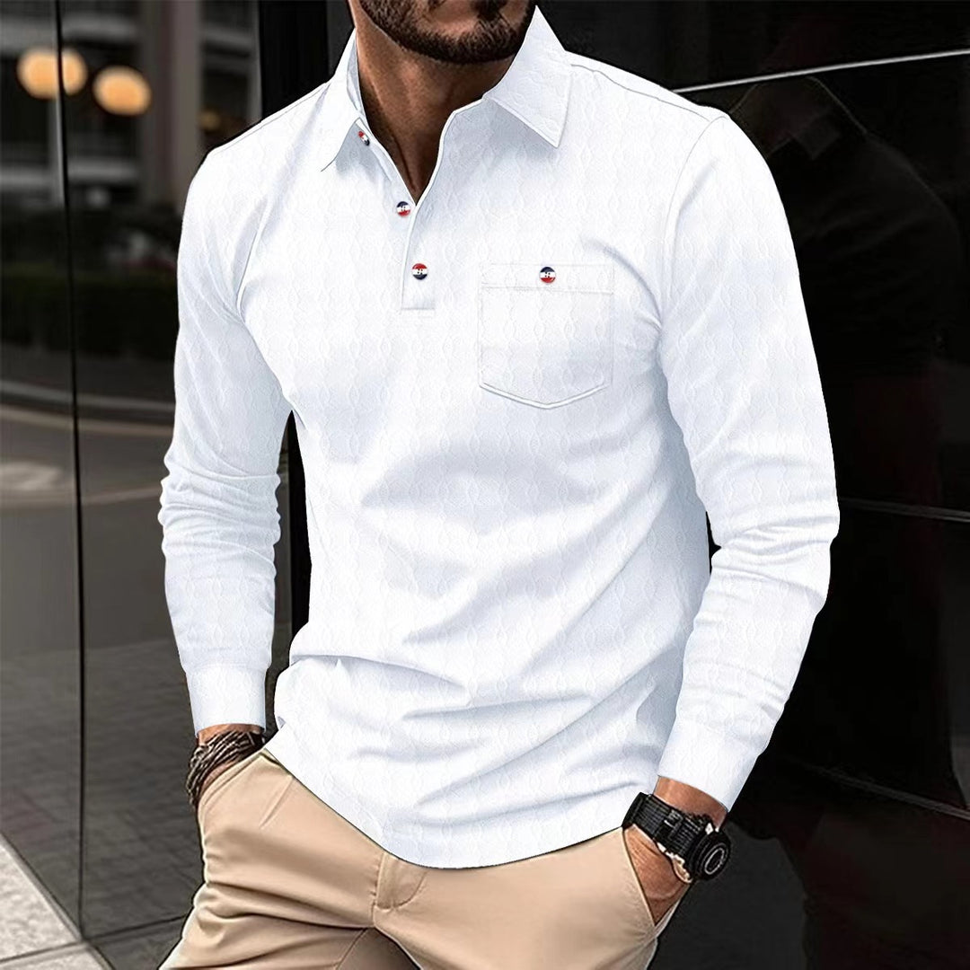 Men's long-sleeve shirt with textured design and stylish accents Lisslune