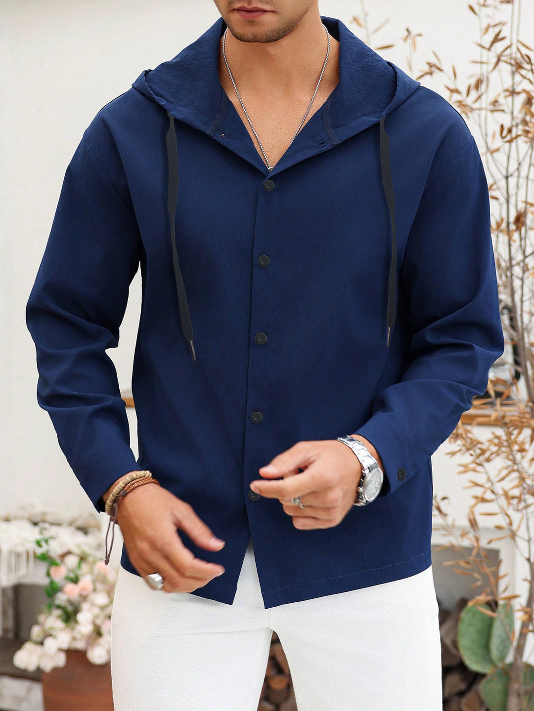 Men's Casual Shirt Jacket with Hood and High-Quality Fabric Lisslune