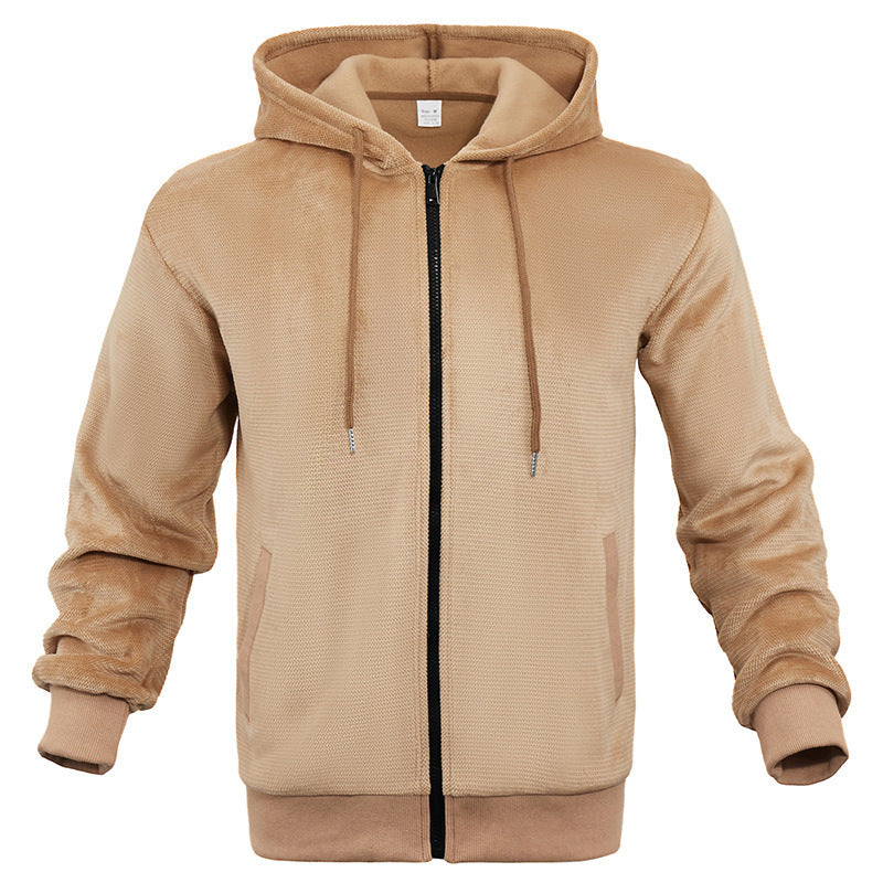 Men's fleece hoodie jacket with full zipper and practical pockets Lisslune