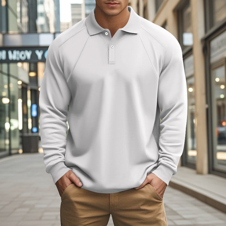 Men's Sporty Long Sleeve Polo Shirt with Modern Structured Design and Comfortable Cuffs Lisslune