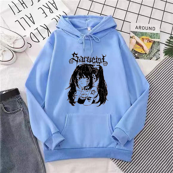 Women's hooded sweatshirt with unique artistic graphic design Lisslune
