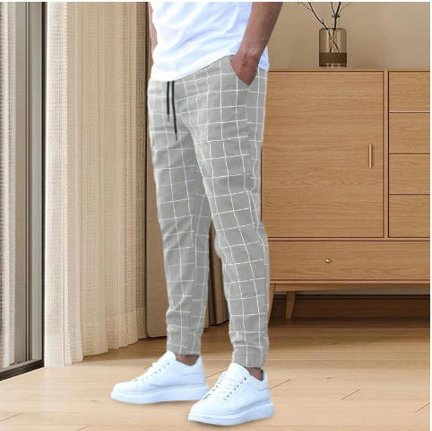 Men's Casual Checkered Pants Lisslune