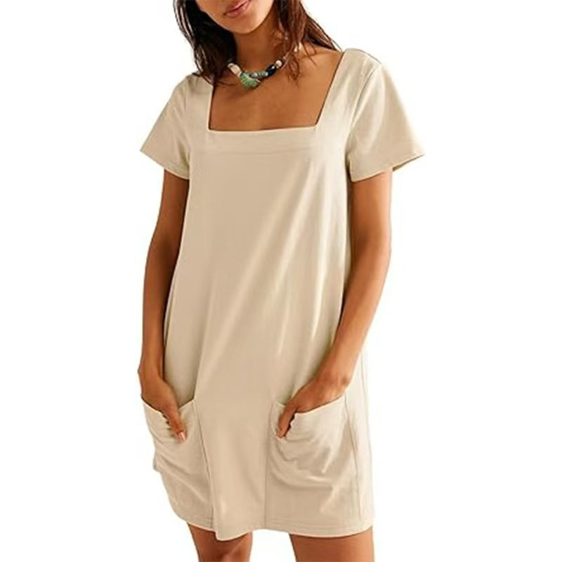 Damen Bequemes Freizeitkleid mit Taschen Lisslune