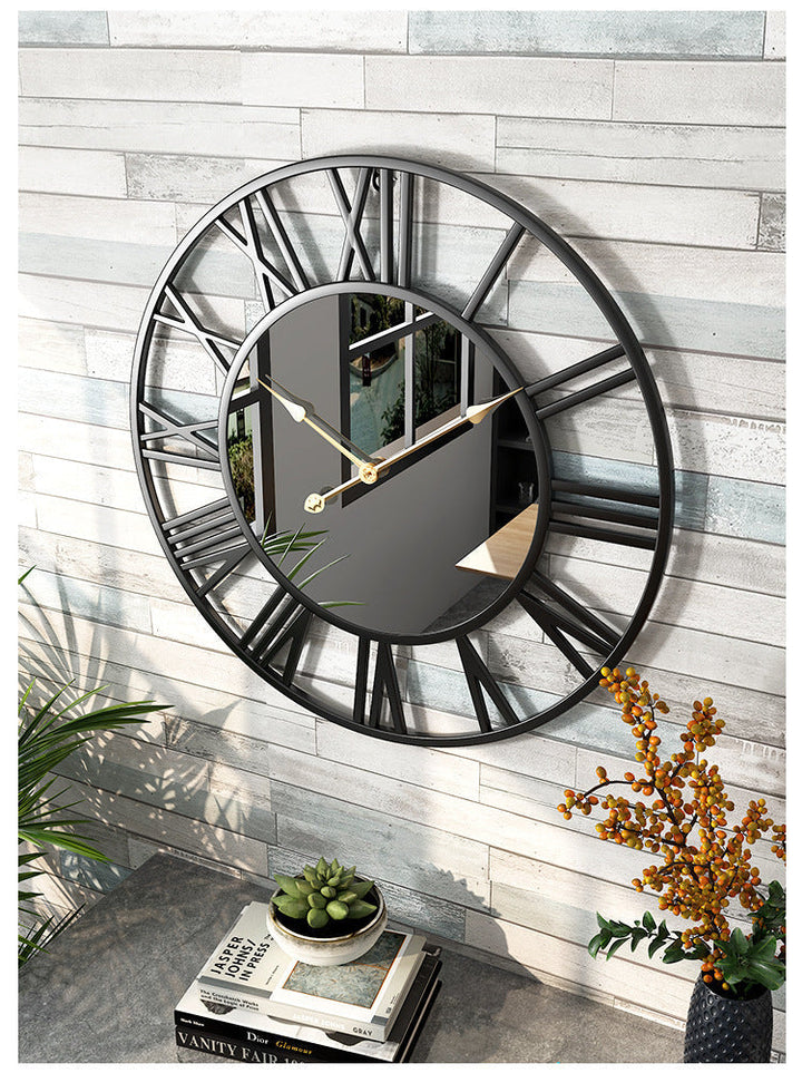 Lisslune | Metal Vintage Large Size Wall Clock with Mirror 39cm