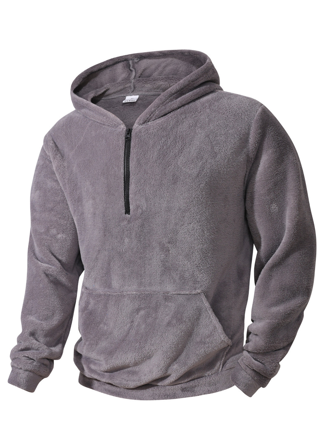 Men's fleece hoodie with innovative half-length zipper Lisslune