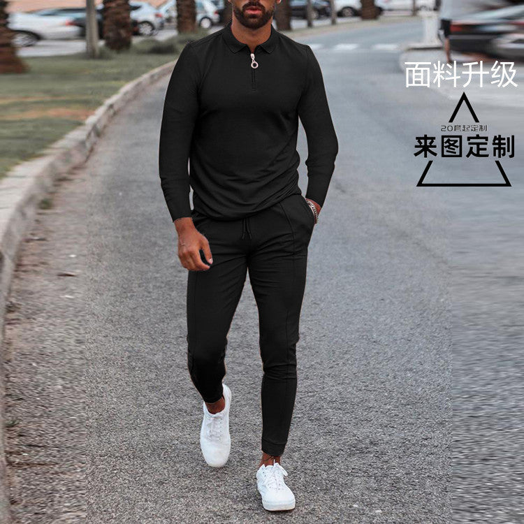 Men's sporty set with high collar and practical zip elements Lisslune