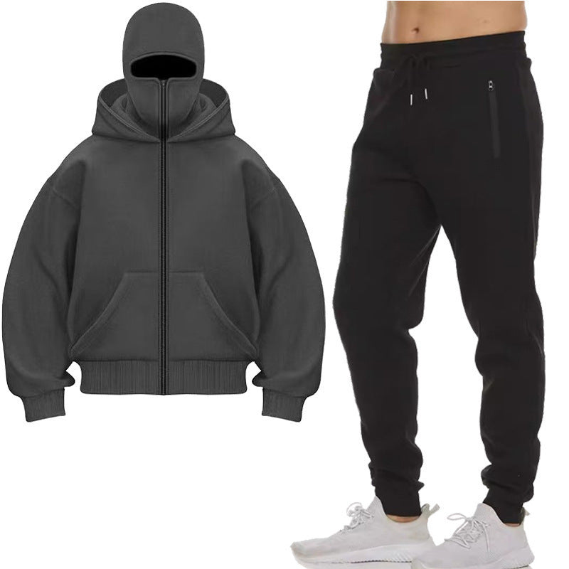 Men's tracksuit with high collar hood and practical zip pockets Lisslune