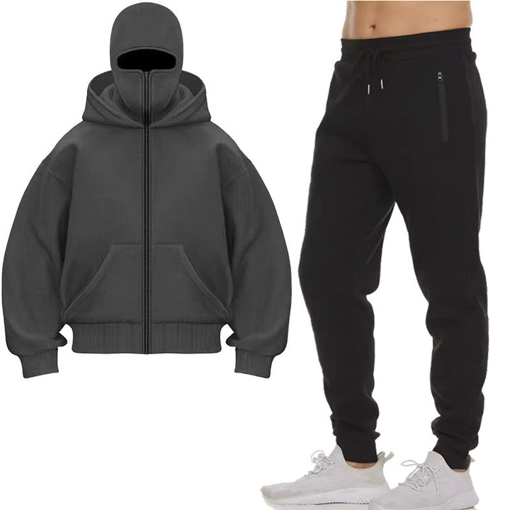 Men's tracksuit with high collar hood and practical zip pockets Lisslune