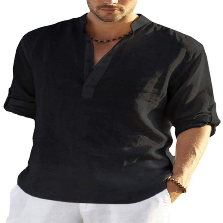 Men's linen shirt with short cuffs and modern accents Lisslune