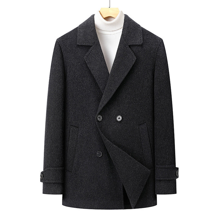 Men's Elegant Wool Jacket In Modern Double-Breasted Style Lisslune