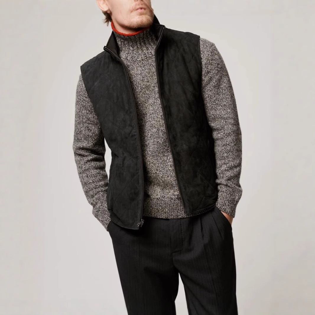 Men's quilted vest made of high-quality suede Lisslune