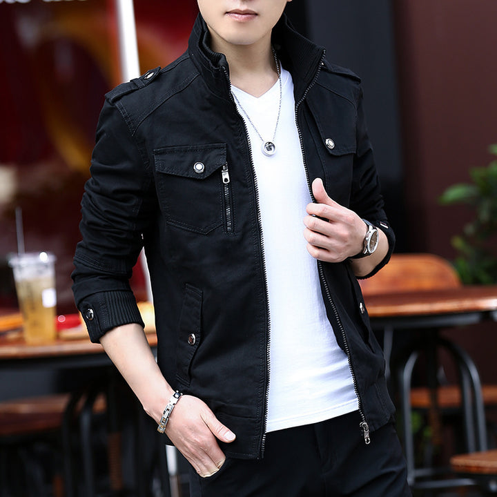 Men's stylish casual jacket with practical pockets and stand collar Lisslune