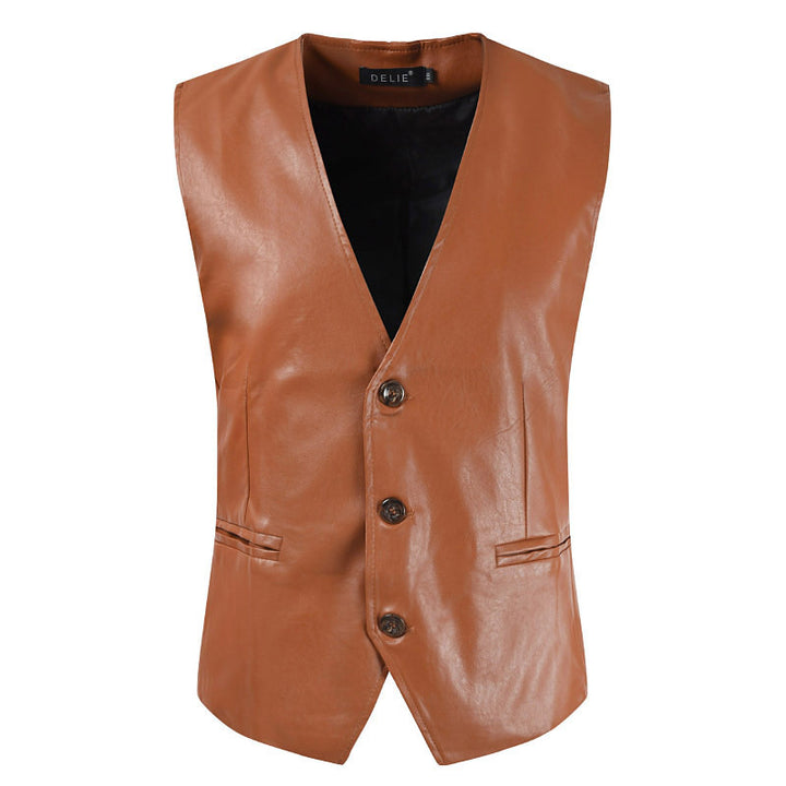Men's stylish sleeveless leather vest Lisslune
