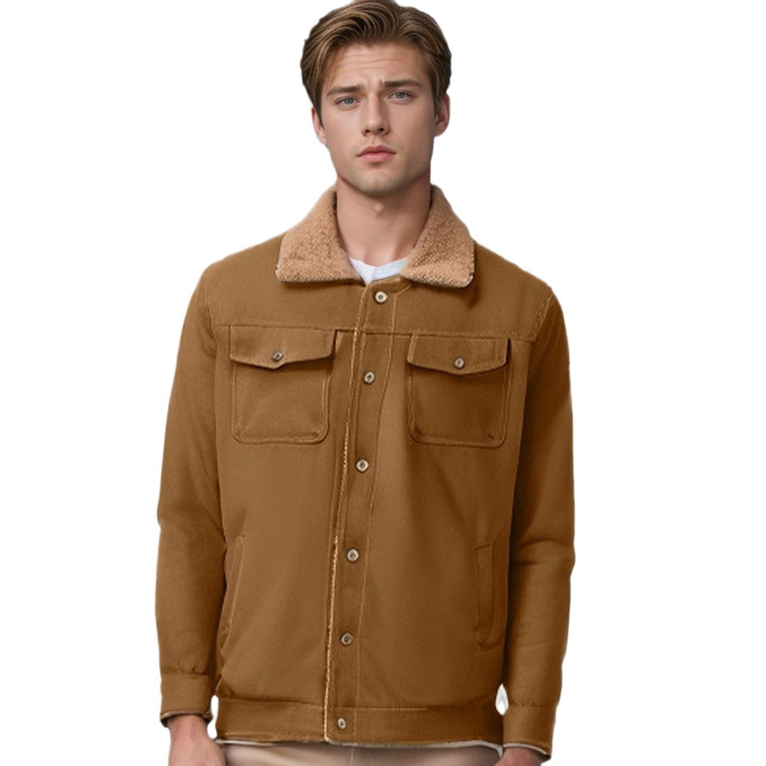 Men's robust canvas jacket with teddy collar Lisslune