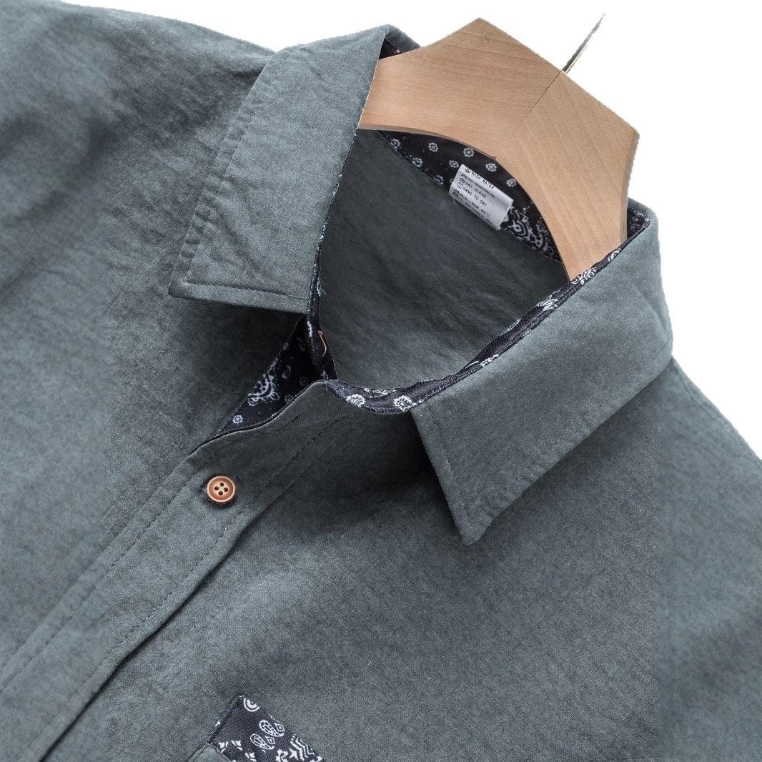 Men's long sleeve shirt with textured material and fashionable collar Lisslune