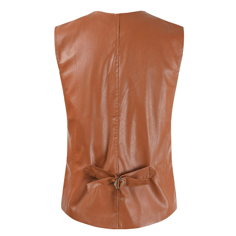 Men's stylish sleeveless leather vest Lisslune