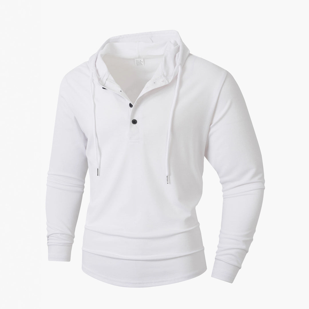 Men's casual long-sleeve hoodie with comfortable button placket and stylish drawstrings Lisslune