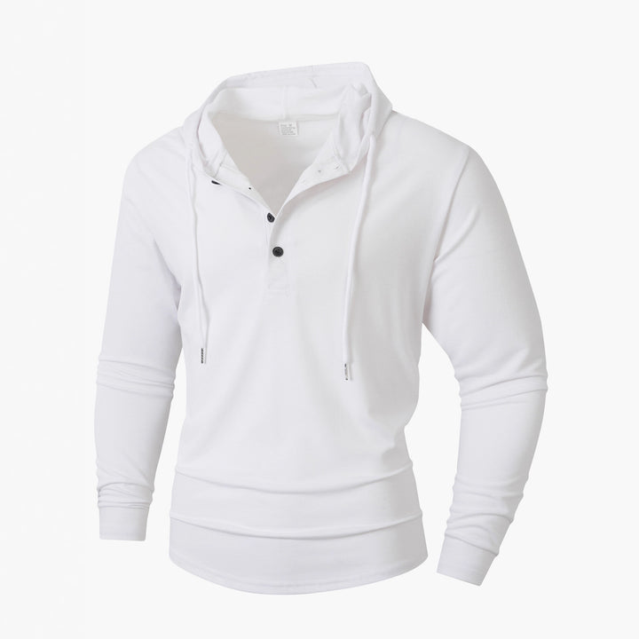 Men's casual long-sleeve hoodie with comfortable button placket and stylish drawstrings Lisslune