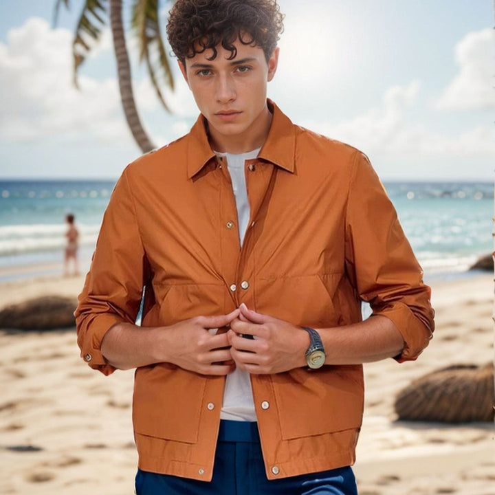 Men's casual outdoor jacket with practical snap button closure and breathable material Lisslune