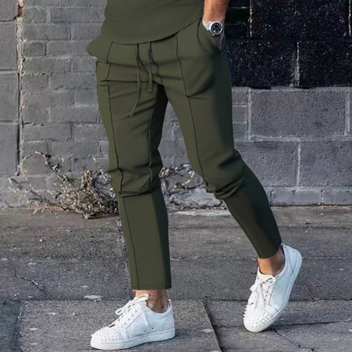 Men's Sporty Casual Pants with Side Pockets and Elastic Waistband Lisslune
