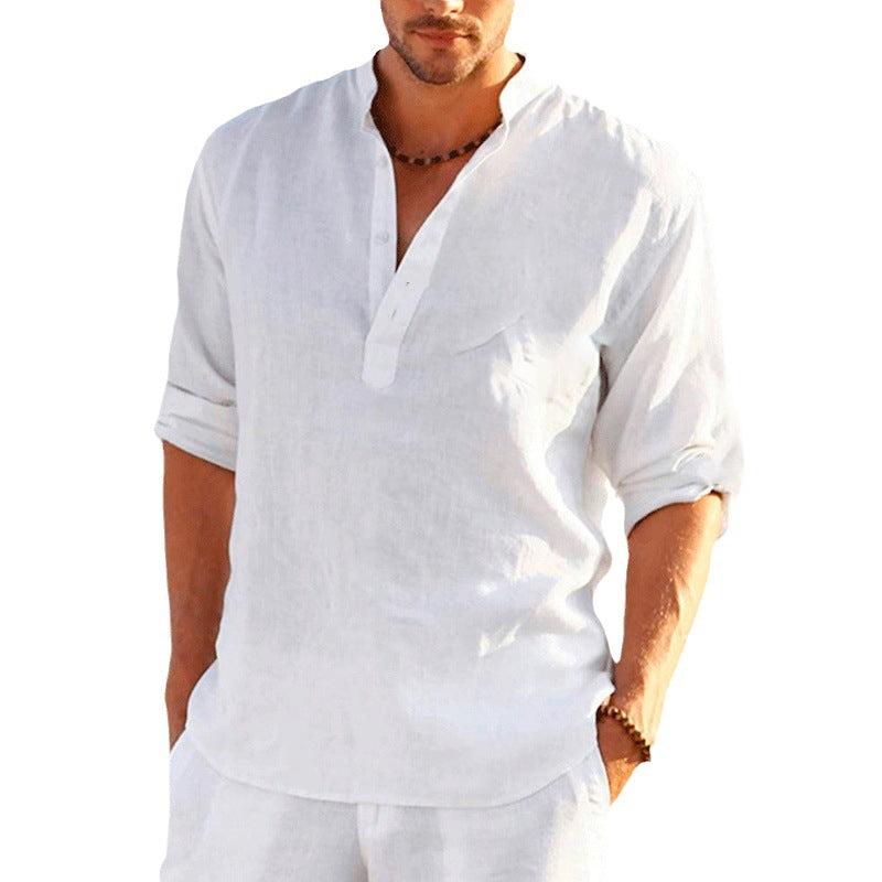 Men's linen shirt with elaborate plant embroidery Lisslune