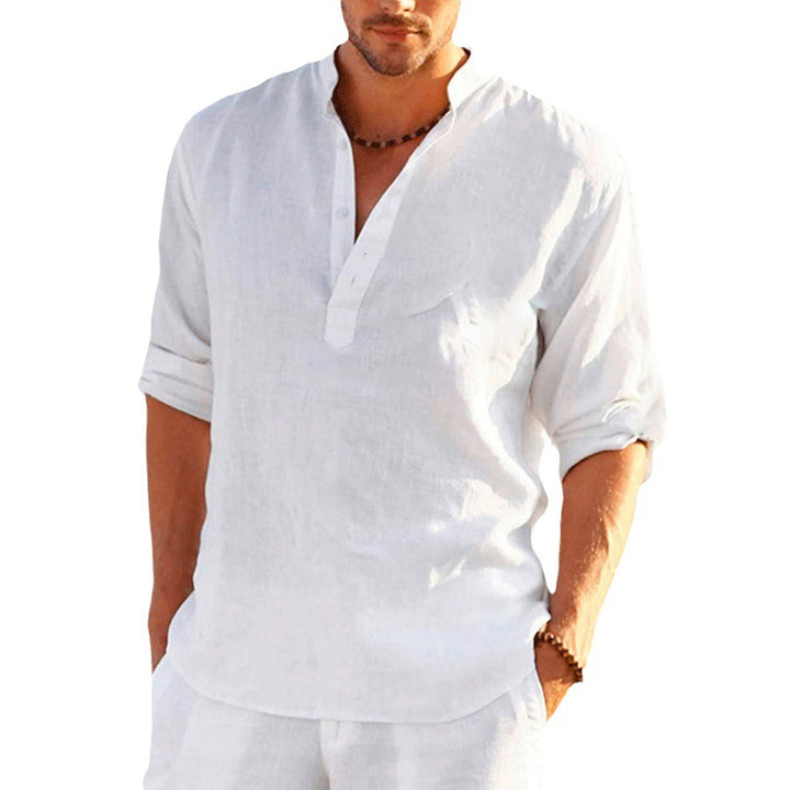 Men's linen shirt with elaborate plant embroidery Lisslune
