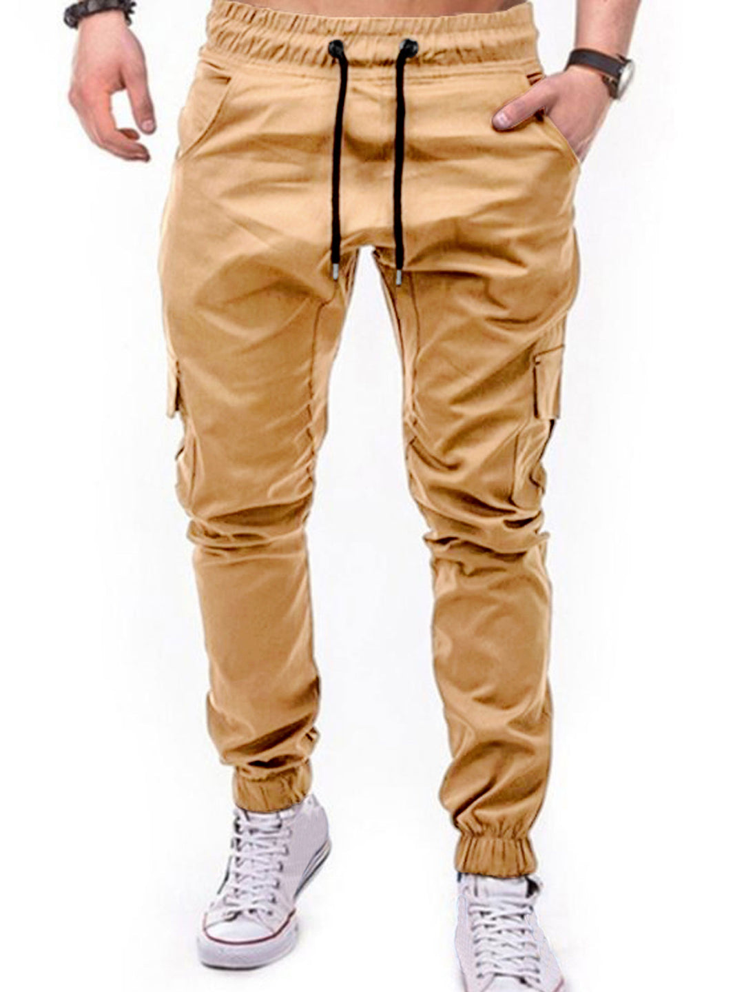 Men's Cargo Pants with Elastic Waistband and Practical Pockets Lisslune