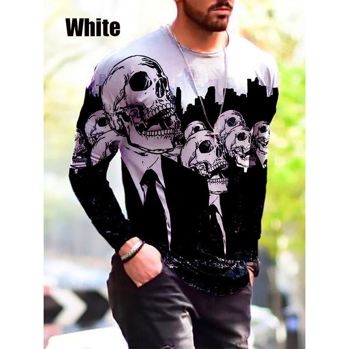 Men's Long Sleeve T-Shirt with Creative Halloween Print Lisslune
